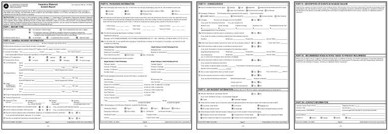 Example Hazardous Materials Crash Reporting Form, US Department of Transportation Materials Transportation Bureau - Hazardous Materials Incident Report