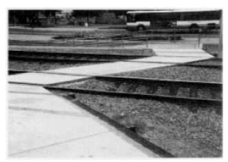 Figure 79. San Diego, California Pedestrian Z-Crossing. This is an image of a z-shaped pedestrian crossing over railroad tracks.